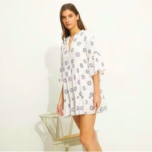 Basement Embroidered Cotton Short Dress